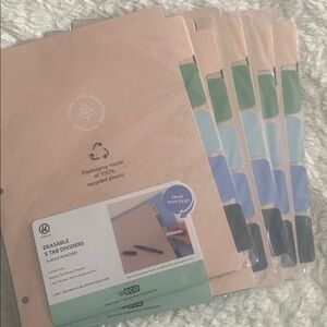 Erasable 5 Tab Dividers in Assorted Colors